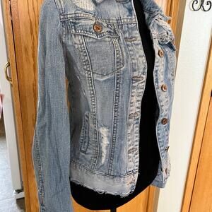RWH Distressed denim women’s jacket size S, cotton